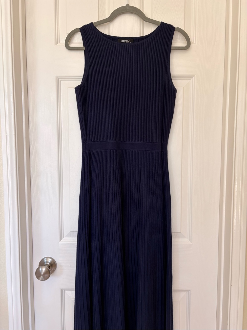 BTFBM Navy Ribbed Sleeveless Maxi Dress Small A Line
